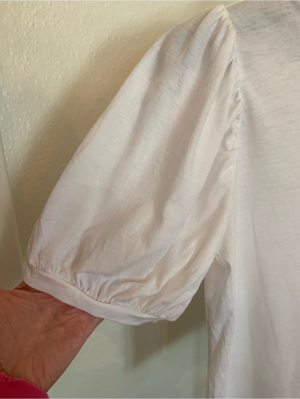 Loft White Puff Sleeve Women's Tee Classic Short Sleeve Top - Picture 2 of 5